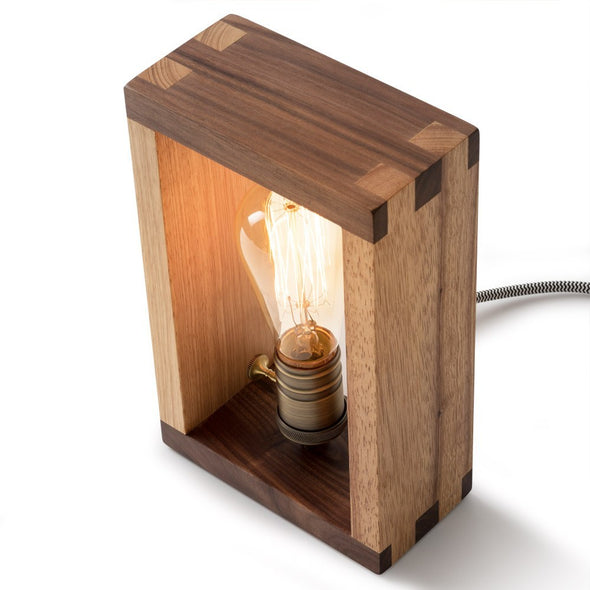 Custom wooden lamp with LED old Bulb