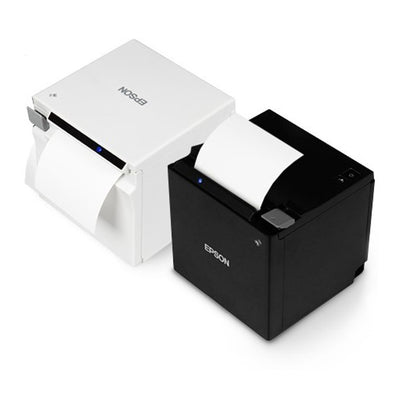 White and black Epson receipt printer